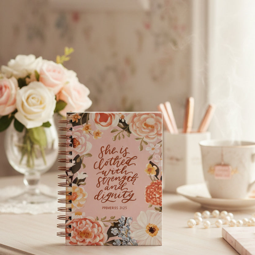 Libreta/Notebook She is clothed with strength and dignity- Proverbs 31:25