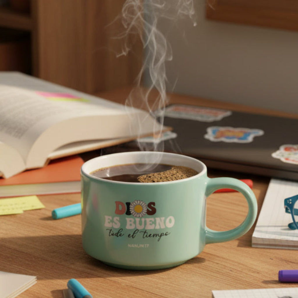 Taza y Llavero/Mug and Keychain Dios es bueno-Nahum 1:7