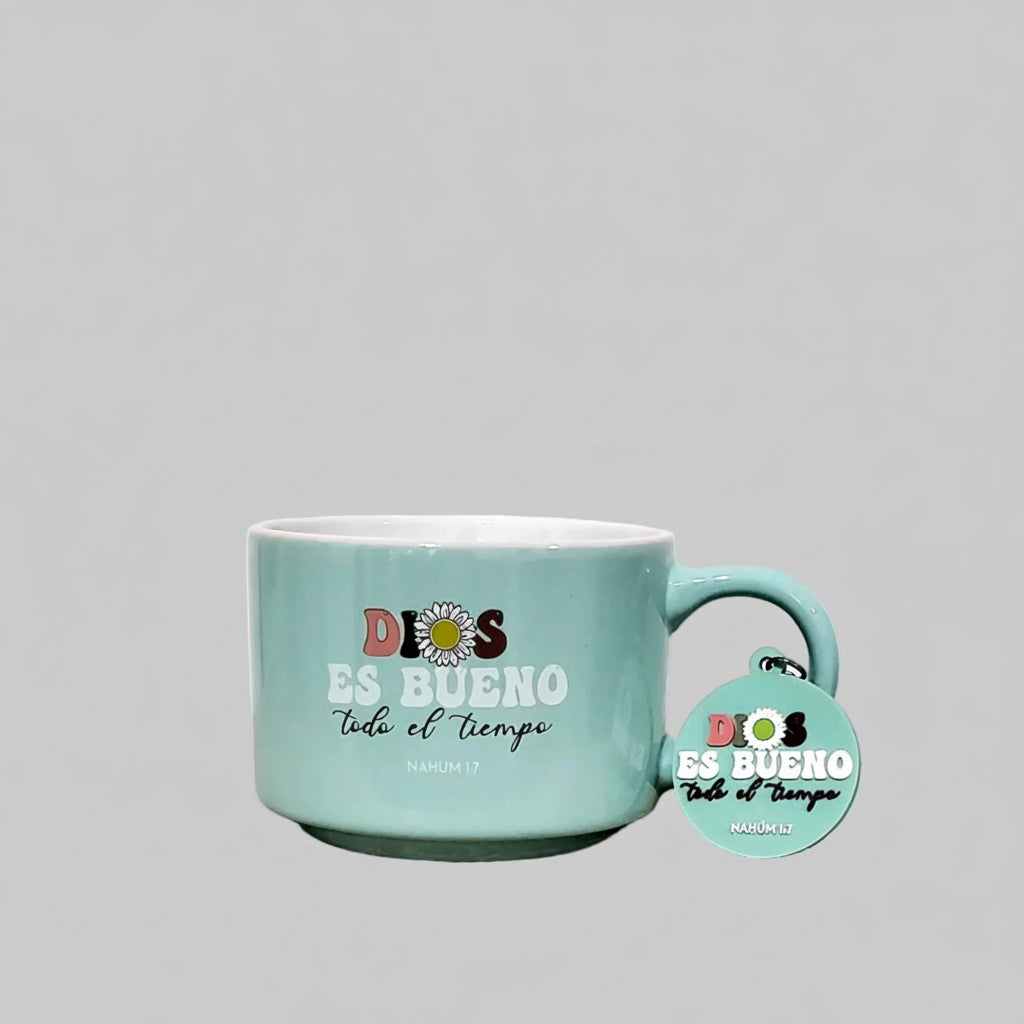 Taza y Llavero/Mug and Keychain Dios es bueno-Nahum 1:7