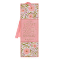 Trust Coral Floral Faux Leather Bookmark - Isaiah 40:31