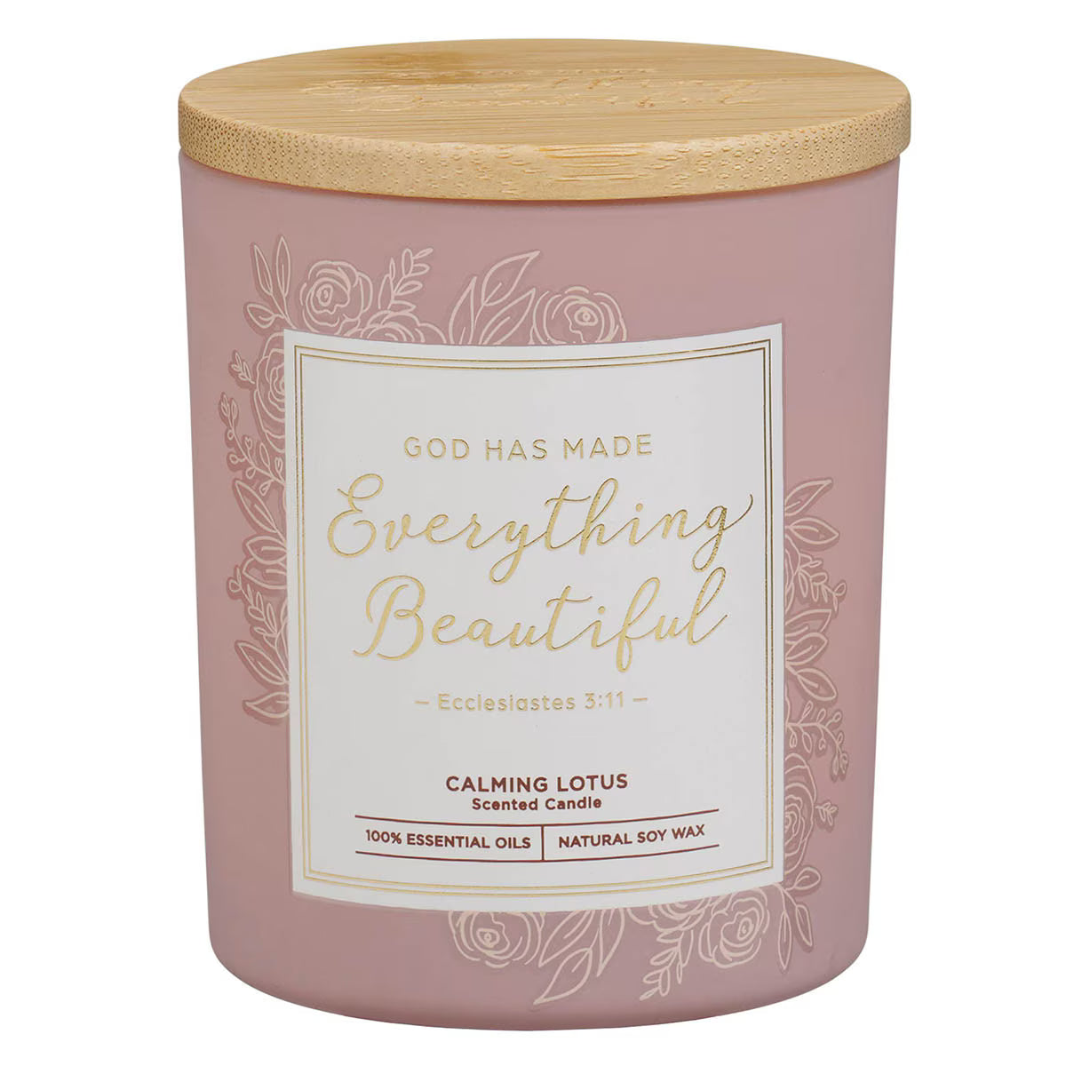 Everything Beautiful Calming Lotus Scented Candle in a Glass Jar - Ecclesiastes 3:11