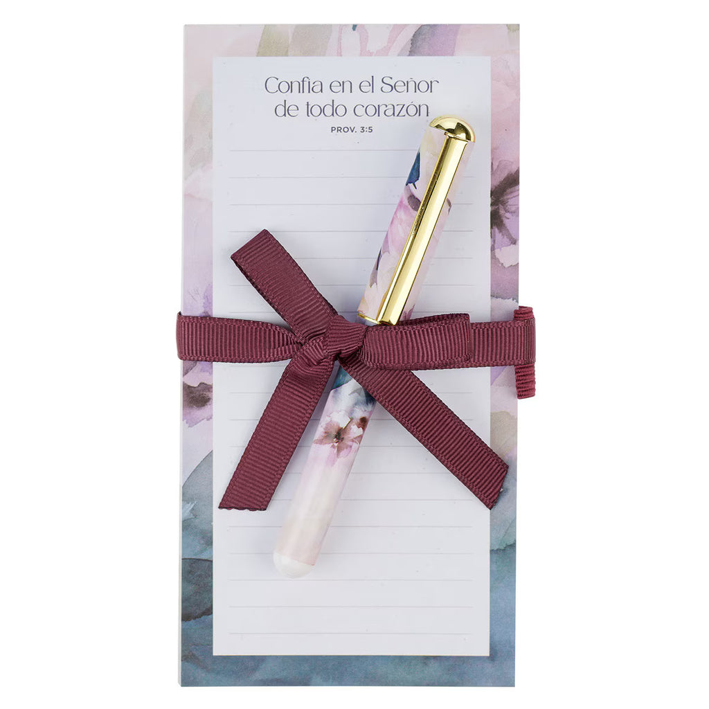 Juego de Regalo con bloc de notas magnético y pluma “Confía en el Señor” - Proverbios 3:5