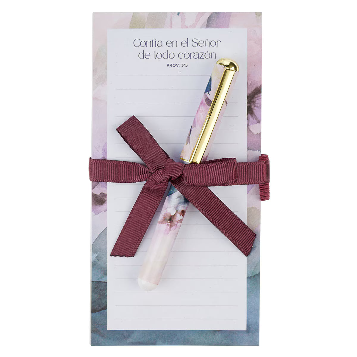 Juego de Regalo con bloc de notas magnético y pluma “Confía en el Señor” - Proverbios 3:5