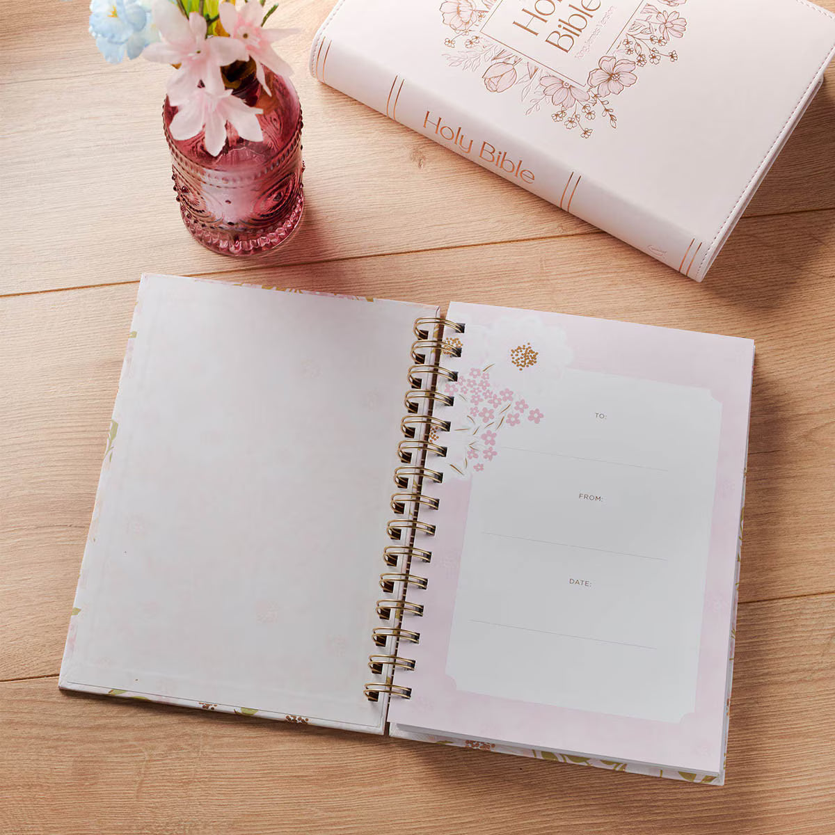 Bless and Keep You Blush Bloom Spiral Journal - Numbers 6:24
