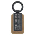 Be Strong Tan Faux Leather and Gunmetal Gray Keychain - Ephesians 6:10