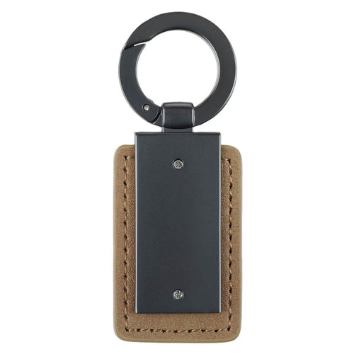 Be Strong Tan Faux Leather and Gunmetal Gray Keychain - Ephesians 6:10