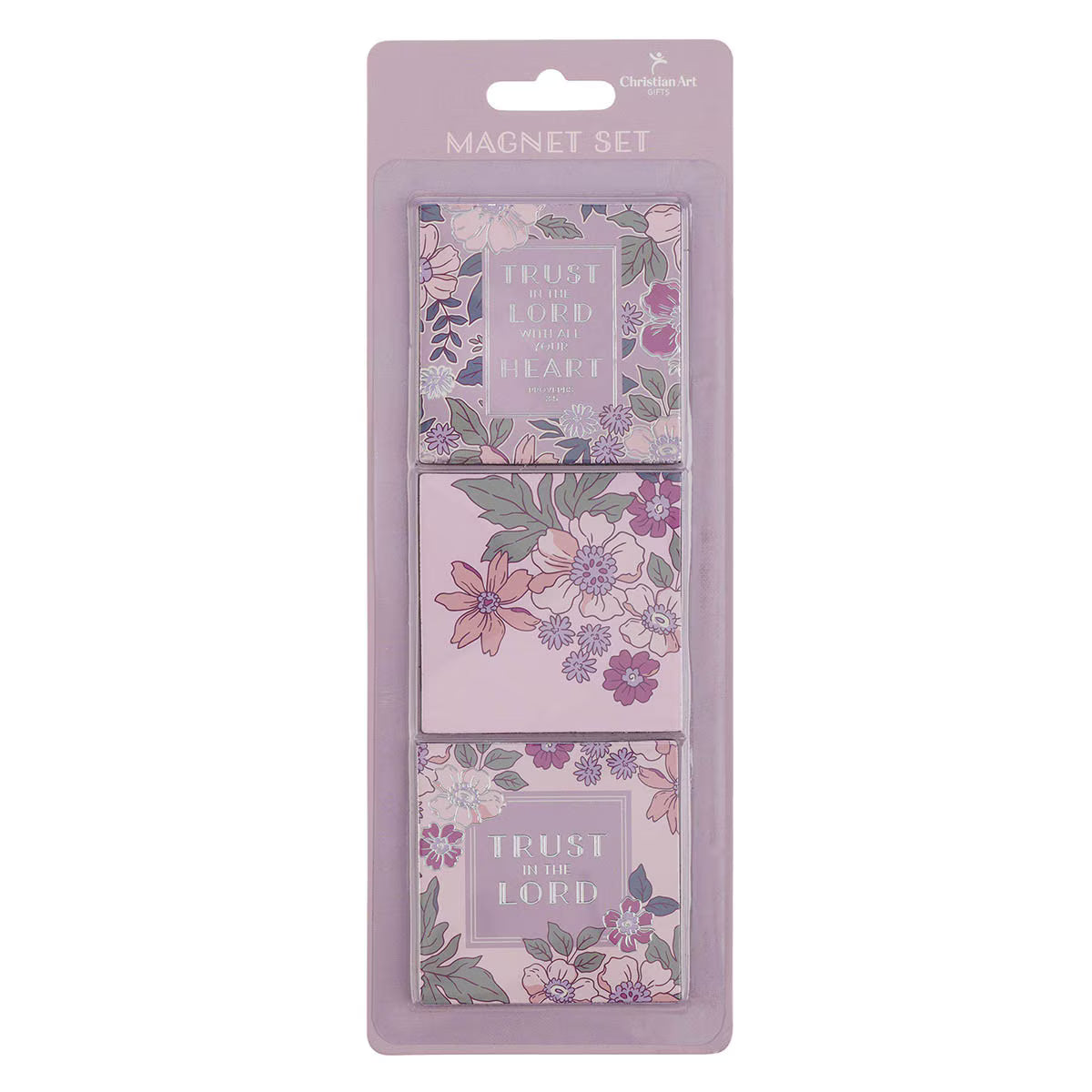 Trust in the Lord Purple Spring Floral Magnet Set - Proverbs 3:5