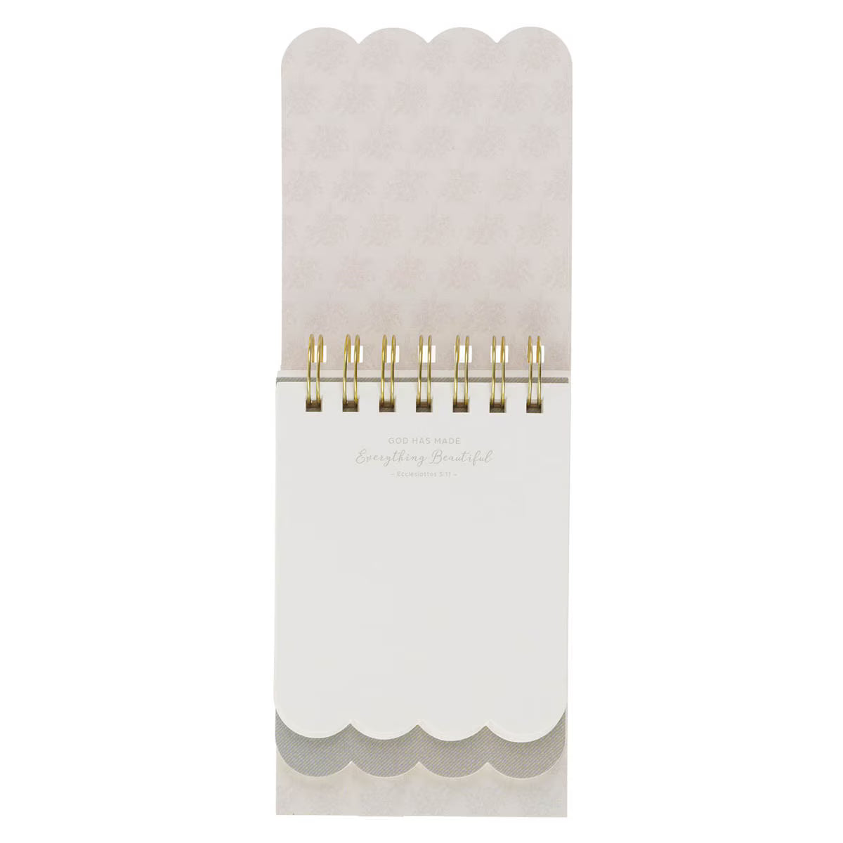 Everything Beautiful Blush Taupe Floral Tiered Spiral Notepad - Ecclesiastes 3:11