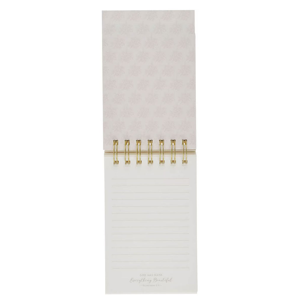Everything Beautiful Blush Taupe Floral Tiered Spiral Notepad - Ecclesiastes 3:11