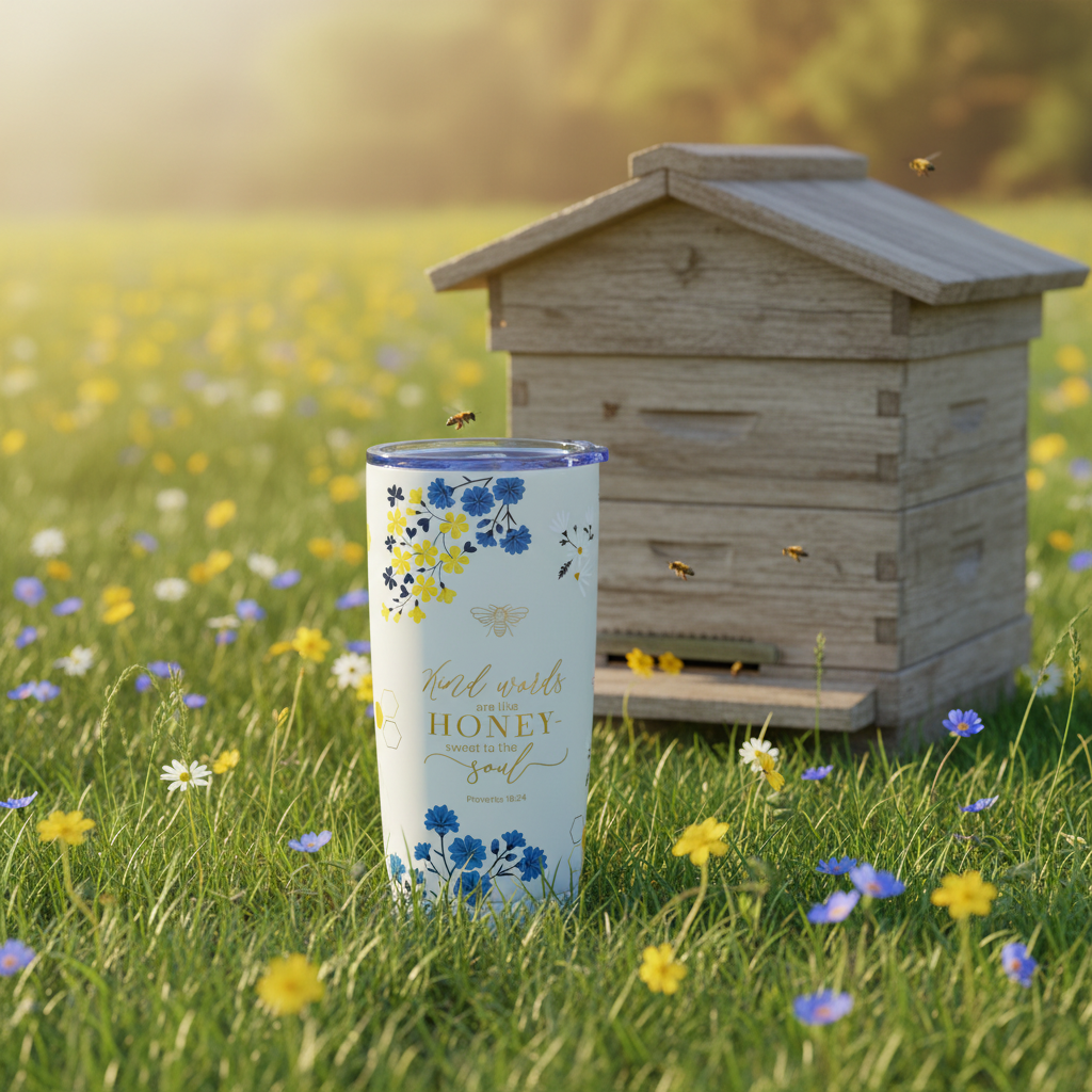 Kind Words are Like Honey Stainless Steel Travel Tumbler - Proverbs 16:24