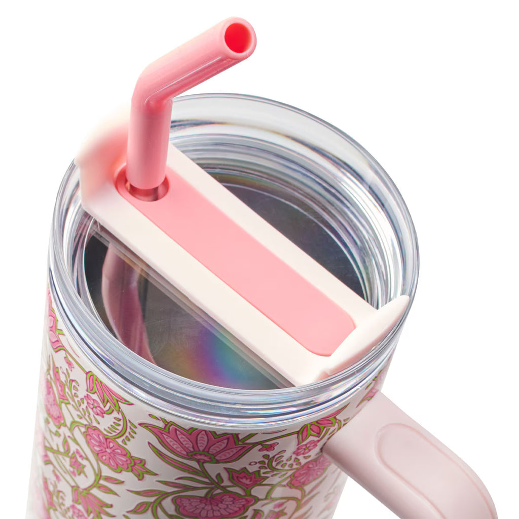 Be Still and Know Pink Spring Floral 40 Oz Tumbler with Straw - Psalm 46:10